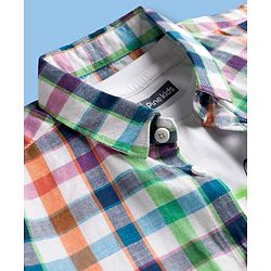 Pine Kids Cotton Woven Half Sleeves Checkered Shirt With T-Shirt - White