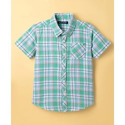 Pine Kids Cotton Woven Half Sleeves Checkered Shirt With T-Shirt - Multicolour