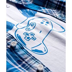 Pine Kids Cotton Woven Half Sleeves Checks Shirt With T-Shirt - Blue