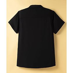 Pine Kids Viscose Woven Half  Sleeves Solid Shirt with Inner Tee - Black