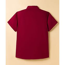 Pine Kids Viscose Woven Half Sleeves Solid Shirt with Inner Tee - Maroon