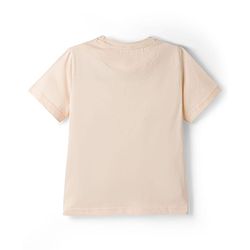 Pine Kids Cotton Knit Half Sleeves T-Shirt With New York Print - Beige