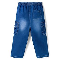 Pine Kids Denim Woven Full Length Washed Jeans With Cargo Pockets - Navy Blue