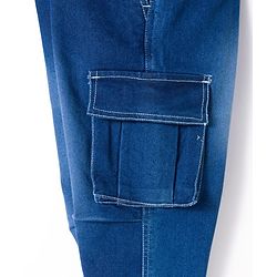 Pine Kids Denim Woven Full Length Washed Jeans With Cargo Pockets - Navy Blue