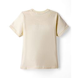 Pine Kids Cotton Knit Half Sleeves T-Shirt With Tiger Print - White