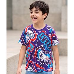 Pine Kids Cotton Knit T-Shirts Half Sleeves Round Neck Graphic Navy 4-5 Years