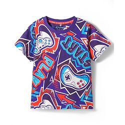 Pine Kids Cotton Knit T-Shirts Half Sleeves Round Neck Graphic Navy 4-5 Years