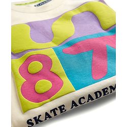 Pine Kids Cotton Knit Half Sleeves T-Shirt With Text Print - White