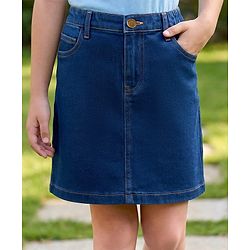 Pine Kids Denim Woven Solid Colour Skirt - Navy Blue