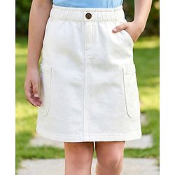 Pine Kids Denim Woven Solid Color Skirt - White