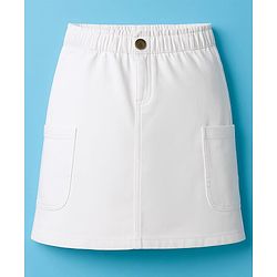 Pine Kids Denim Woven Solid Color Skirt - White