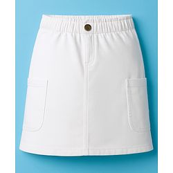 Pine Kids Denim Woven Solid Color Skirt - White
