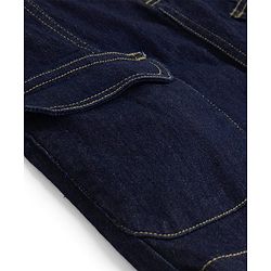 Pine Kids Denim Woven Solid Color Skirt with Pocket - Navy Blue