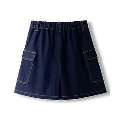 Pine Kids Denim Woven  Solid Color Skirt with Pocket - Navy Blue