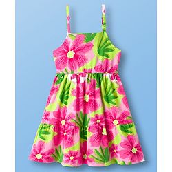 Pine Kids Cotton Knit Frock & Half Sleeves Inner Tee With Floral Print - Multicolor