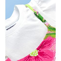 Pine Kids Cotton Knit Frock & Half Sleeves Inner Tee With Floral Print - Multicolor