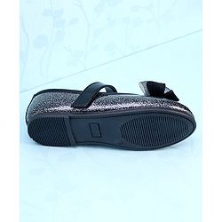 Pine Kids Velcro Closure Closed Toe Ballerina with Bow Applique - Black