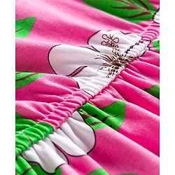 Pine Kids Cotton Knit Half Sleeves Frock With Floral Print - Pink