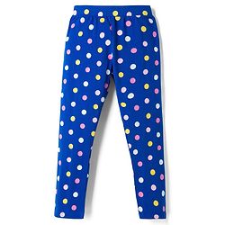 Pine Kids Cotton Lycra Knit Full Length Polka Dots Printed Leggings - Blue