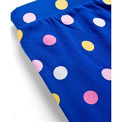 Pine Kids Cotton Lycra Knit Full Length Polka Dots Printed Leggings - Blue