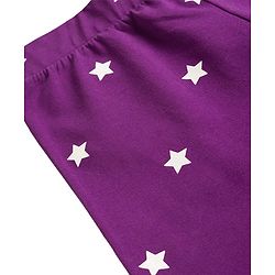 Pine Kids Cotton Lycra Knit Full Length Star Printed Leggings - Purple