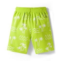 Pine Kids Looper Knit Shorts With Tree Print - Lime Green