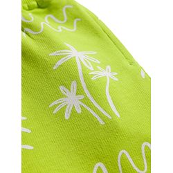 Pine Kids Looper Knit Shorts With Tree Print - Lime Green