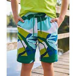Pine Kids Looper Shorts with Tropical Theme Print - Multicolor