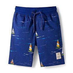 Pine Kids Looper Shorts with Nautical Theme Print - Navy Blue