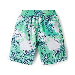 Pine Kids Looper Knit Knee Length Shorts with Tropical Theme Print - Multicolor