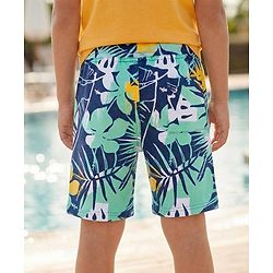 Pine Kids Looper Shorts with Tropical Theme Print - Multicolor