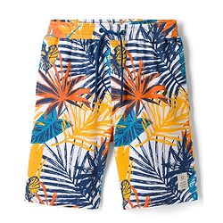 Pine Kids Looper Shorts With Leaf Print - White