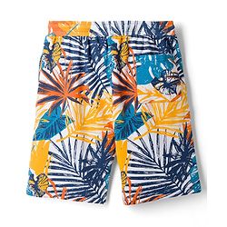 Pine Kids Looper Shorts With Leaf Print - White