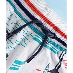Pine Kids Looper Shorts With Beach Theme Print - White
