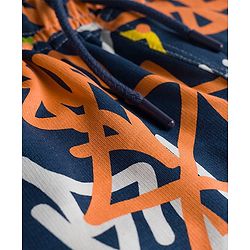 Pine Kids Looper Knit Knee Length Printed Shorts - Navy Blue & White