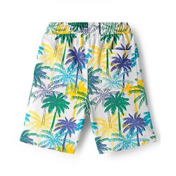 Pine Kids Looper Shorts With Palm Tree Print - White