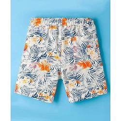 Pine Kids Looper Shorts With Leaf Print - Off White