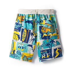 Pine Kids Looper Shorts with Beach Theme Print - Multicolor