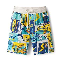Pine Kids Looper Shorts with Beach Theme Print - Multicolor