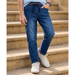 Pine Kids Denim Woven Full Length Washed Jeans - Blue