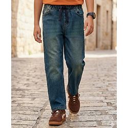 Pine Kids Denim Woven Full Length Washed Jeans - Teal Blue