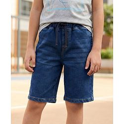 Pine Kids Denim Woven Solid Color Shorts - Navy Blue
