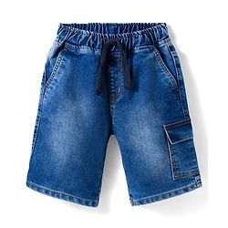 Pine Kids Denim Woven Shorts With Cargo Pocket -Navy Blue