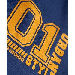 Pine Kids Looper Knit Knee Length Text Printed Short - Navy Blue