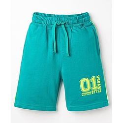 Pine Kids Looper Knit Knee Length Text Printed Short - Navy Blue