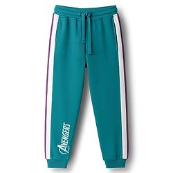 Pine Kids Marvel Terry Knit Drop Shoulder Full Raglan Sleeves Oversized Polo T-Shirt & Lounge Pant Set with Avengers Graphic - Teal Blue