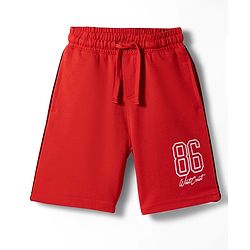 Pine Kids 100% Cotton Knit Number Printed Shorts - Red