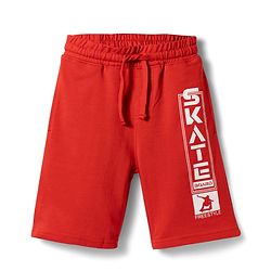 Pine Kids Looper Knit Knee Length Text Printed Shorts - Red