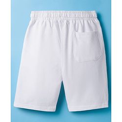 Pine Kids Looper Knit Shorts With Explore Print - White