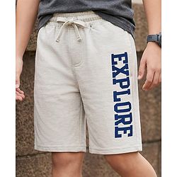 Pine Kids Looper Knit Shorts With Text Print - Grey